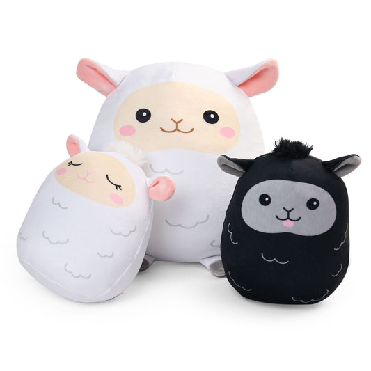 BenBen Lamb Plush Pillow, Set of 3, 12 and 7'' Squishy Lamb Stuffed Animals, Kawaii Sheep Plushies for Kids, Easter Gifts