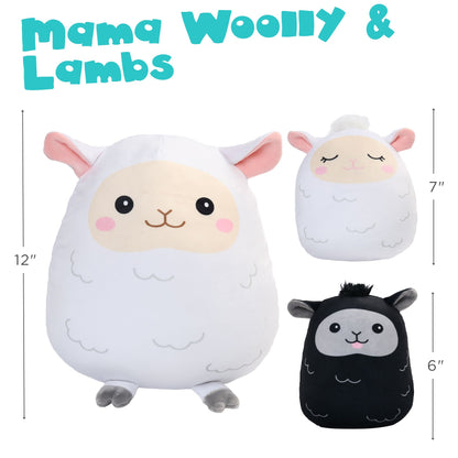 BenBen Lamb Plush Pillow, Set of 3, 12 and 7'' Squishy Lamb Stuffed Animals, Kawaii Sheep Plushies for Kids, Easter Gifts