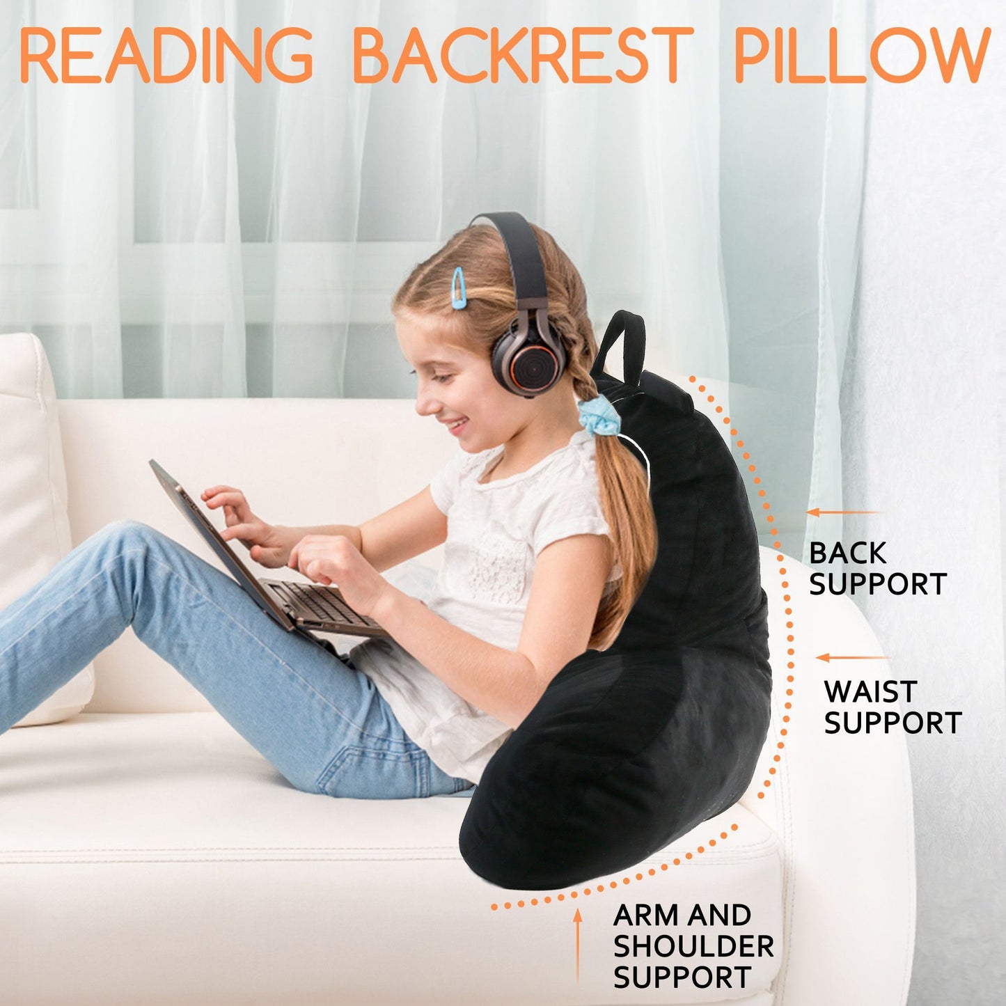 BenBen Reading Pillow for Teens, Kids, Adults, Video Game Controller, Backrest Pillow with Arms WMT
