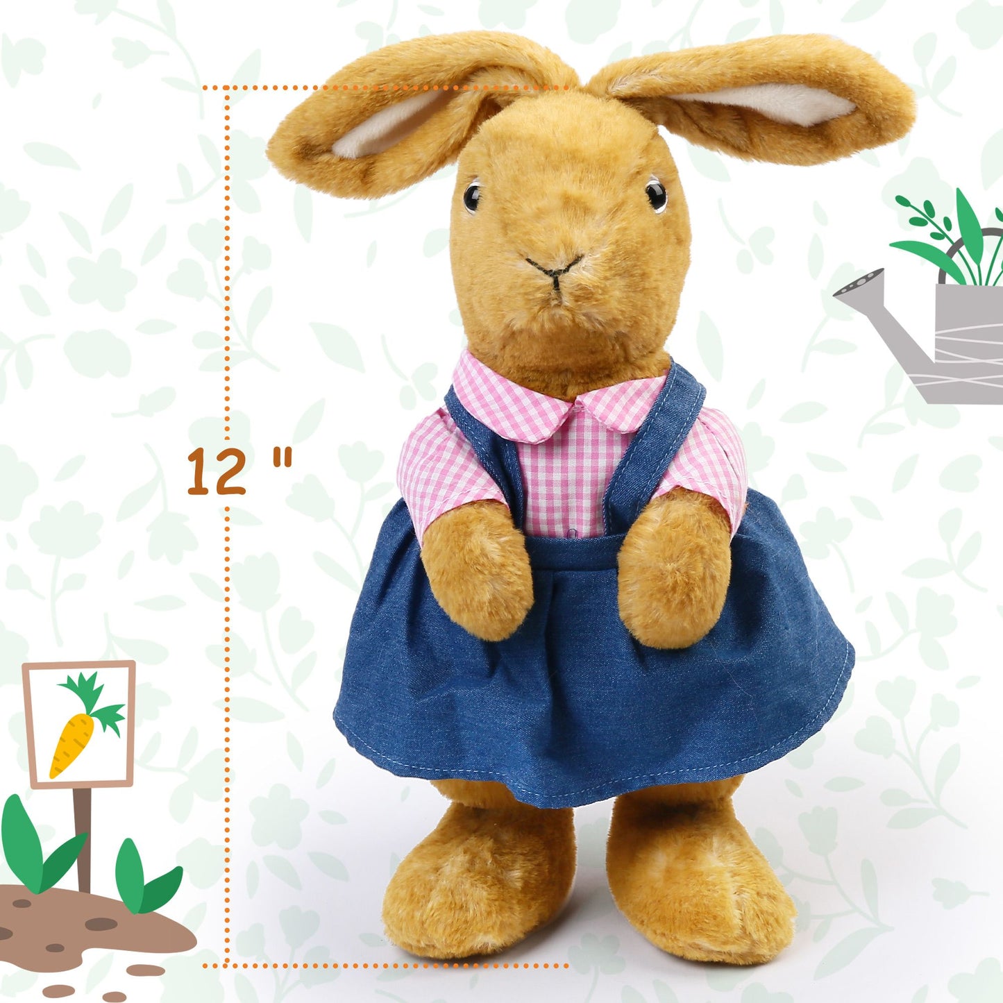 BenBen Bunny Stuffed Animal 12", Brown Rabbit Plush for Home Decor, Easter Rabbit Stuffed Animal for Kids