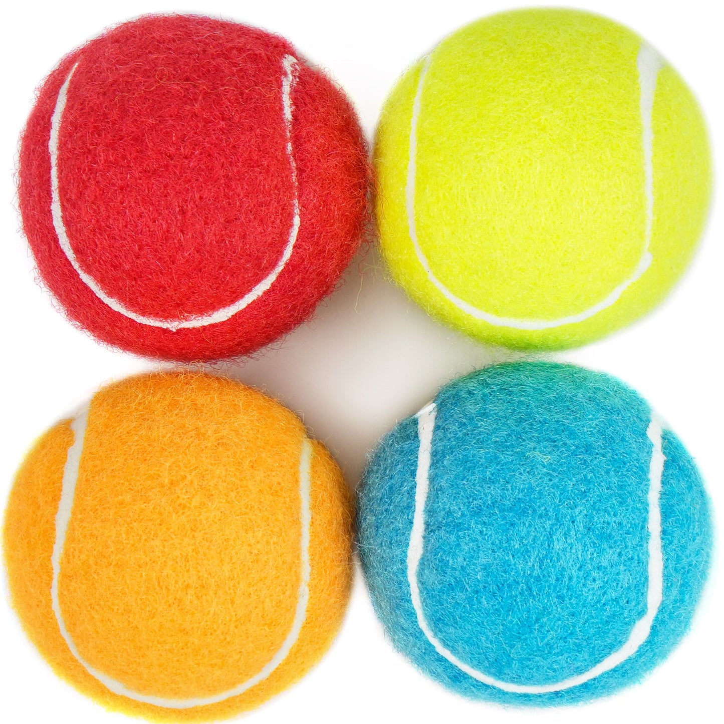 Prime Pets Tennis Balls for Dogs, 4Pack 2 in Tennis Ball with Squeaker,4 Colors:Blue Yellow Red Orange