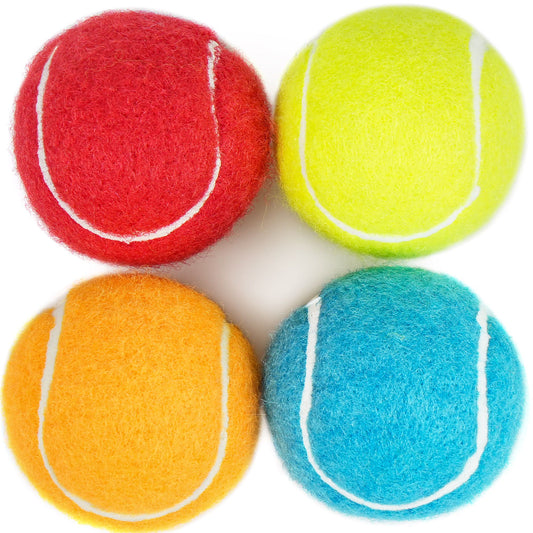 Prime Pets Tennis Balls for Dogs, 4Pack 2 in Tennis Ball with Squeaker,4 Colors:Blue Yellow Red Orange
