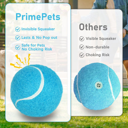 Prime Pets Tennis Balls for Dogs, 4Pack 2 in Tennis Ball with Squeaker,4 Colors:Blue Yellow Red Orange