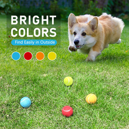 Prime Pets Tennis Balls for Dogs, 4Pack 2 in Tennis Ball with Squeaker,4 Colors:Blue Yellow Red Orange
