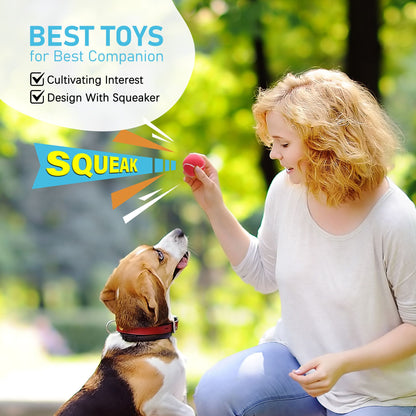 Prime Pets Tennis Balls for Dogs, 4Pack 2 in Tennis Ball with Squeaker,4 Colors:Blue Yellow Red Orange