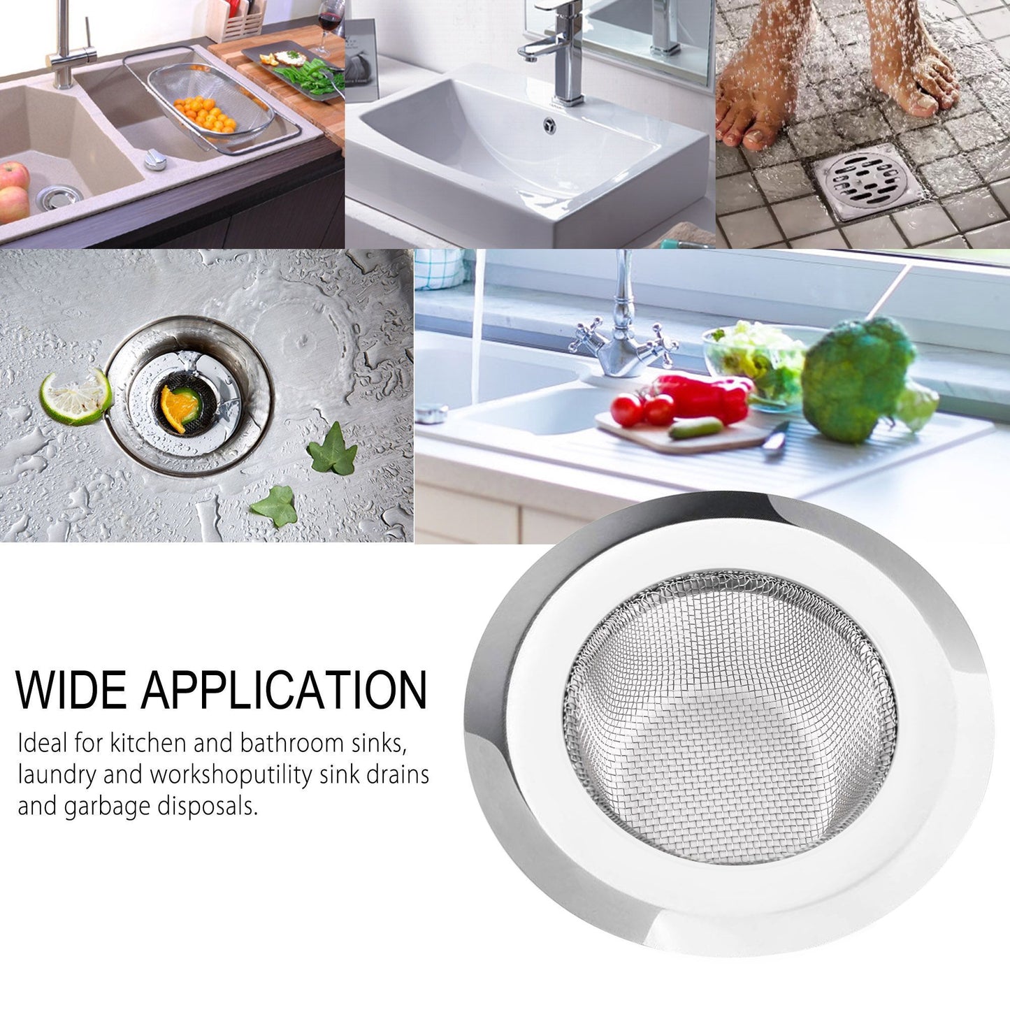 LotFancy Sink Strainer, Stainless Steel Mesh Drain Strainer, Anti Clogging