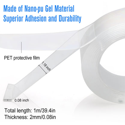 Gel Grip Tape Roll by LotFancy, Nano Double Sided Sticky Tape, Traceless Washable Adhesive Tape, Reusable, Removable, for Home, Kitchen, Wall, Room, Office Decor, Rug, Carpet