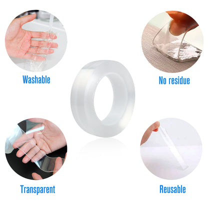 LotFancy Reusable Nano Double Sided Adhesive Tape, 9.84FT