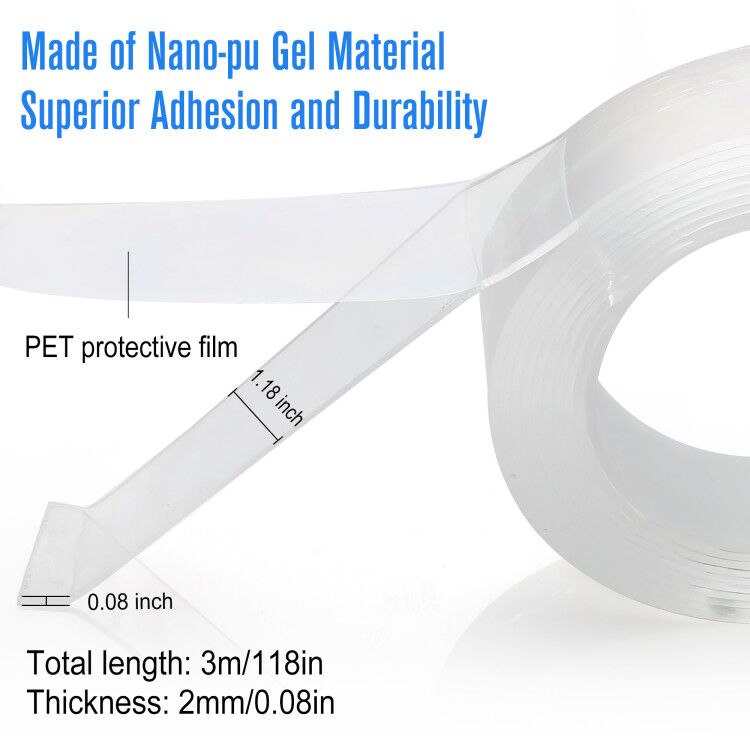 LotFancy Reusable Nano Double Sided Adhesive Tape, 9.84FT
