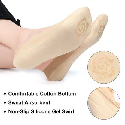 LotFancy 5 Pairs Women No Show Socks Nylon Ultra Thin Size 6-10 US, Low Cut Liner Socks for Heels, Loafers, Flats, Boat Shoes, Non-Slip Invisible Hidden Socks