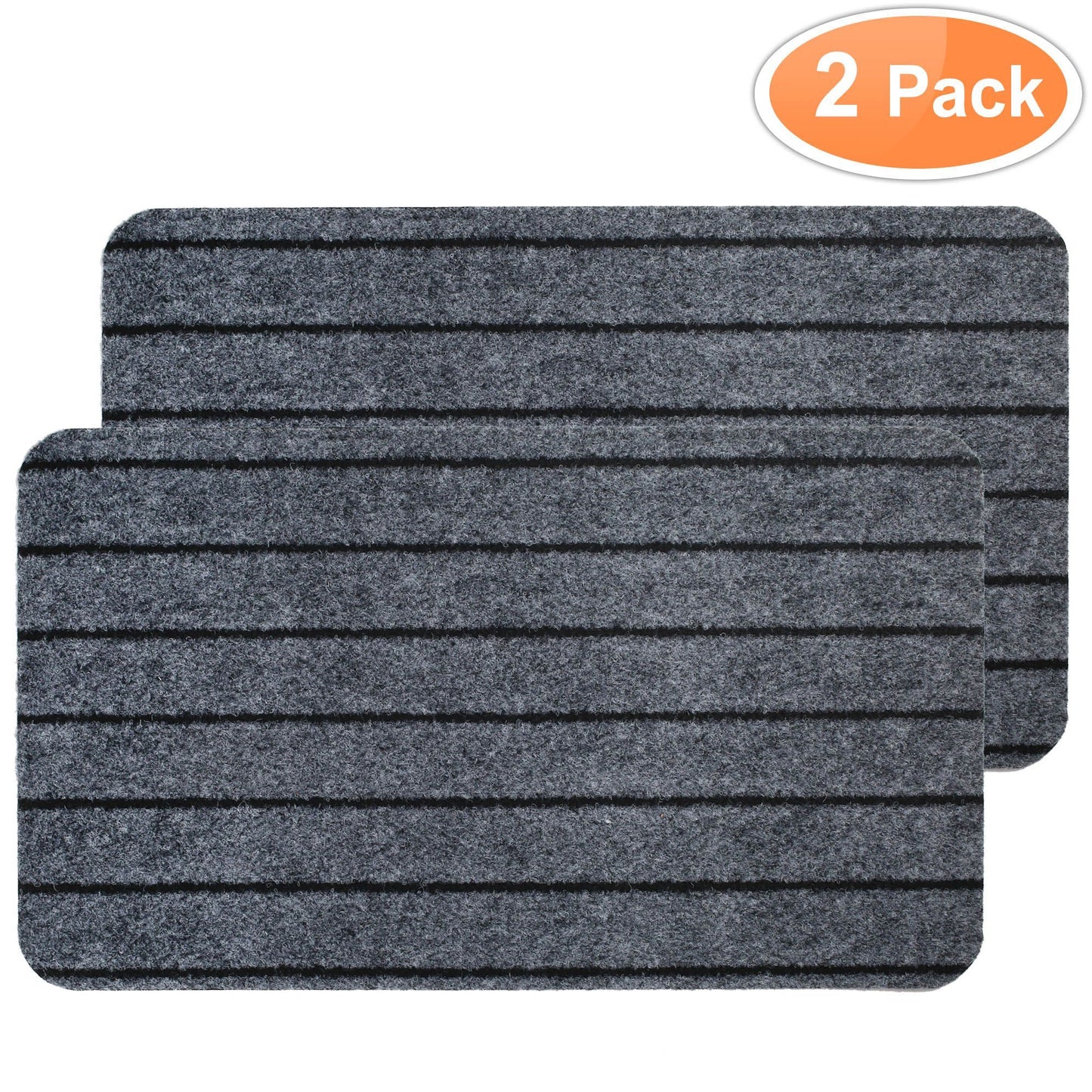 LotFancy Doormat for Outside Inside,17x30 in, 2 Pcs Non-Slip Backing, Rubber Welcome Mat WMT