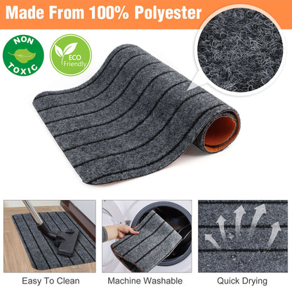 LotFancy Doormat for Outside Inside,17x30 in, 2 Pcs Non-Slip Backing, Rubber Welcome Mat WMT