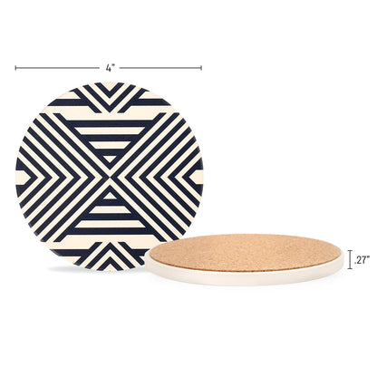 LotFancy Absorbent Coasters for Drinks Absorbent with Holder, 6PCS 4" Round Ceramic Coasters with Cork Base