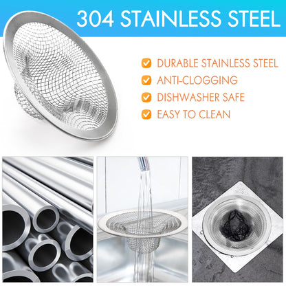 LotFancy 30 Pcs Bathroom Sink Strainer, 2.75 in Mesh Drain Strainer, Silver