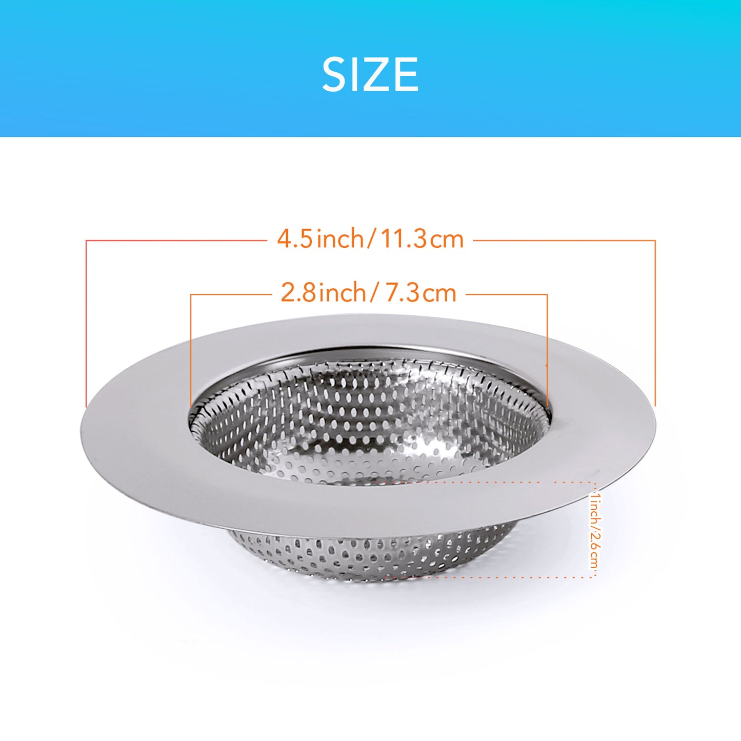 LotFancy Sink Strainer, Stainless Steel Mesh Drain Strainer, Anti Clogging