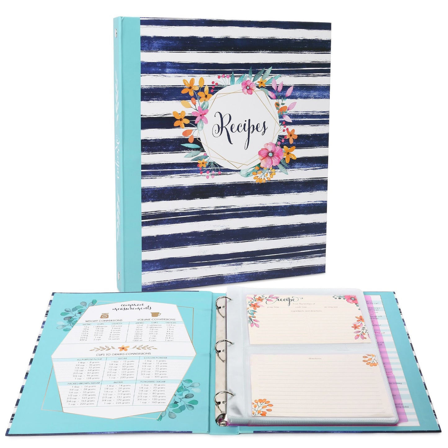 LotFancy Recipe Binder, with Blank Recipe Cards, Plastic Page Protectors, Tabbed Dividers, Labels - Kitchen Recipe Card Cookbook Binder Organizer Kit