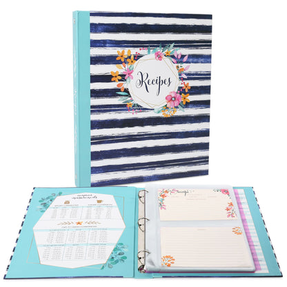 LotFancy Recipe Binder, with Blank Recipe Cards, Plastic Page Protectors, Tabbed Dividers, Labels - Kitchen Recipe Card Cookbook Binder Organizer Kit