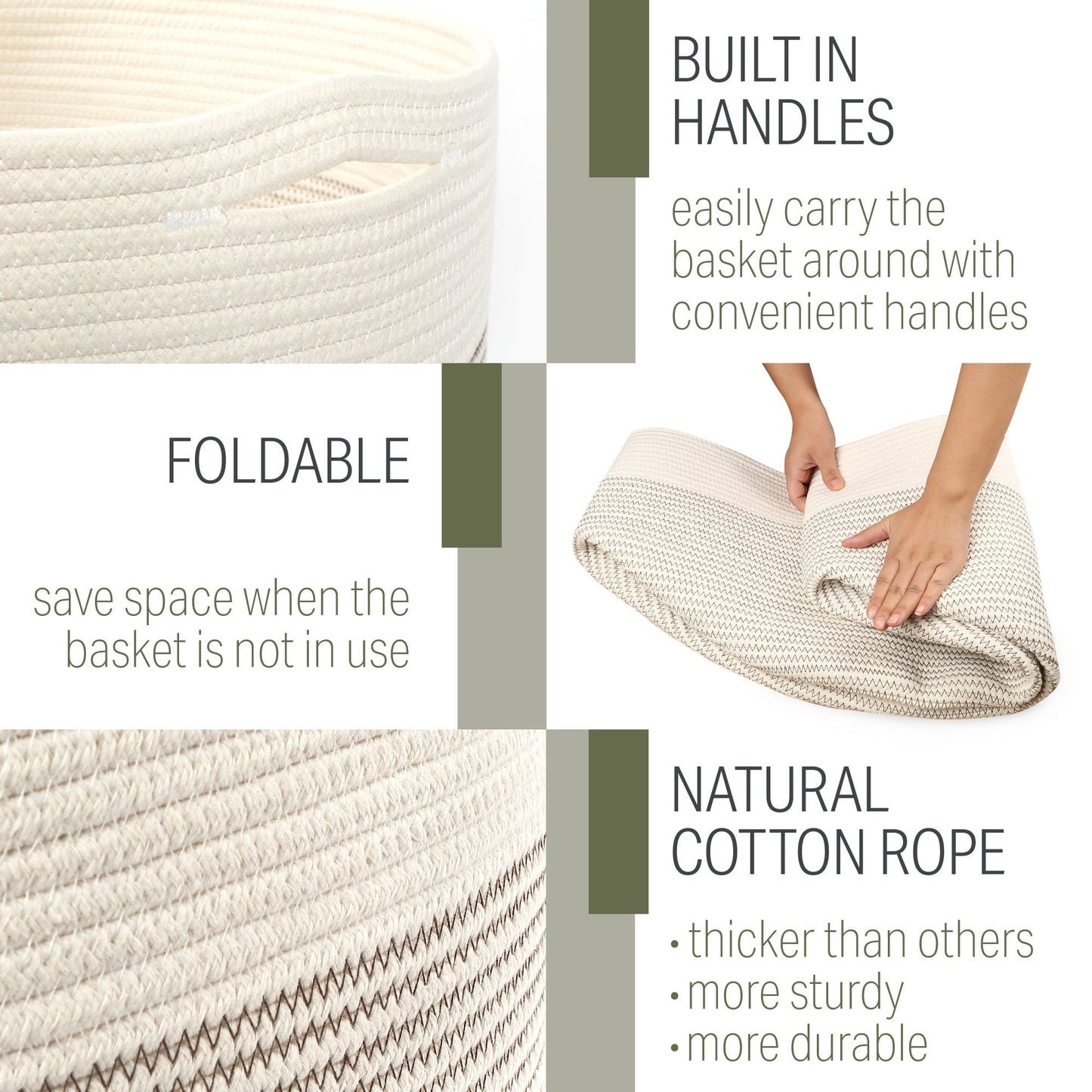 LotFancy Coiled Rope Storage Basket with Handles