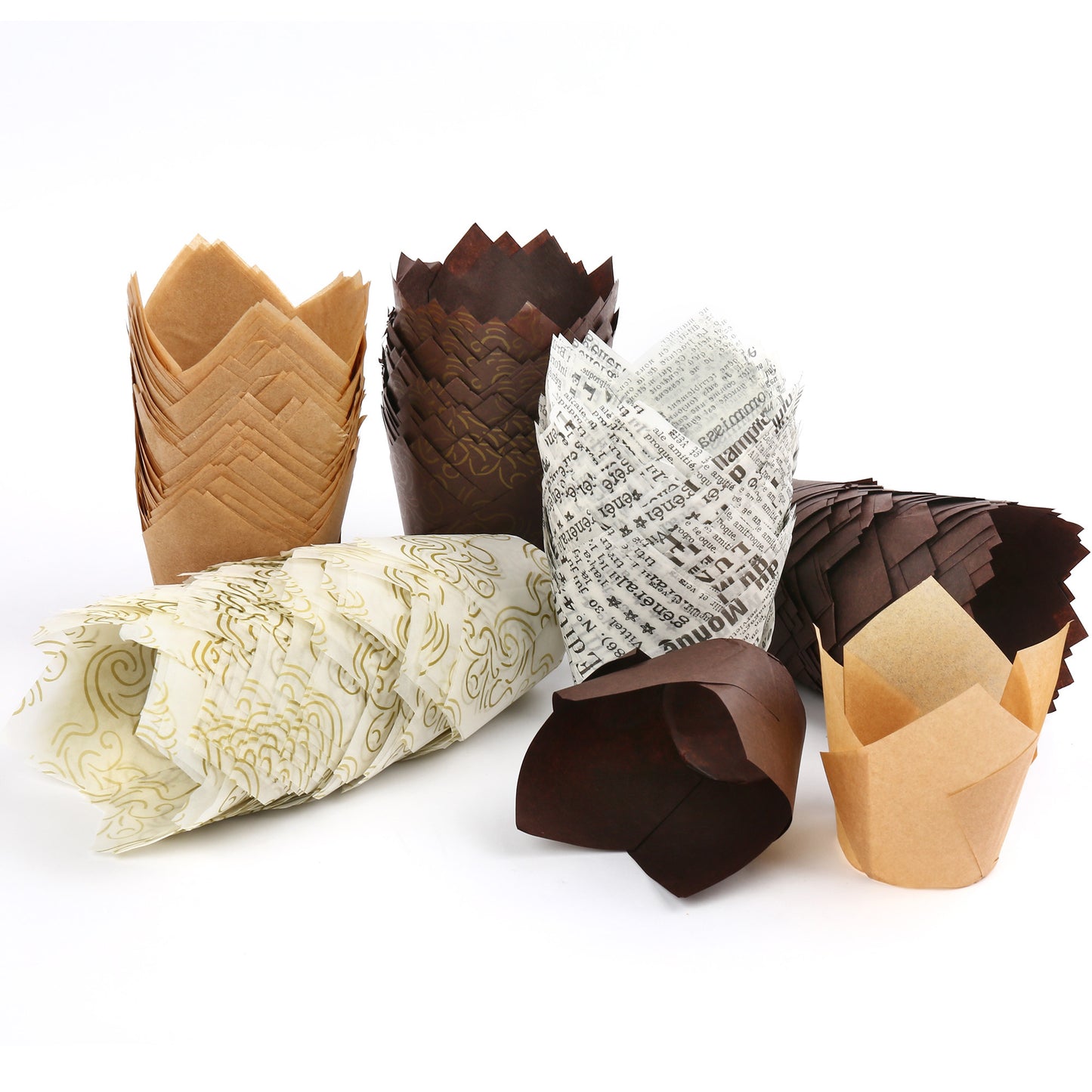 LotFancy 200 Pcs Tulip Cupcake Liners, Muffin Cupcake Paper Wrappers, Multicolor