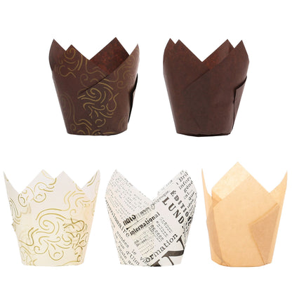 LotFancy 200 Pcs Tulip Cupcake Liners, Muffin Cupcake Paper Wrappers, Multicolor