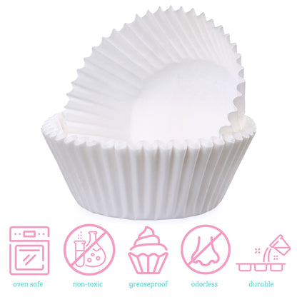 LotFancy Cupcake Liners 500-Count, Small Muffin Liners, Greaseproof Paper Baking Cups, Cupcake Wrappers for Birthday, Holidays, No Smell, Bottom 1.25 inch Width