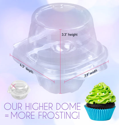 LotFancy Plastic Individual Cupcake Container, Stackable Single Compartment Cupcake Carrier Holder Box