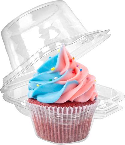 LotFancy 100 Pcs Individual Cupcake Containers, Plastic Clear Cupcake Holder with Lid, Cupcake Boxes