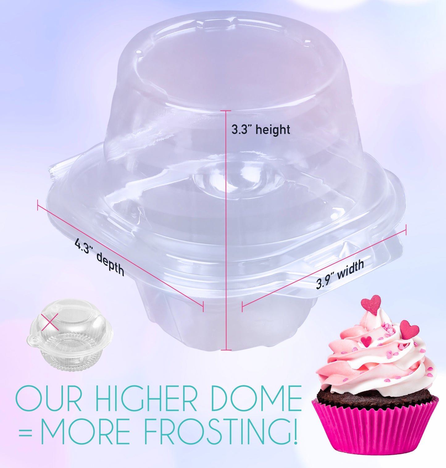 LotFancy Plastic Individual Cupcake Container, Stackable Single Compartment Cupcake Carrier Holder Box