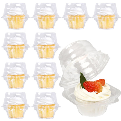 LotFancy 100 Pcs Individual Cupcake Containers, Plastic Clear Cupcake Holder with Lid, Cupcake Boxes