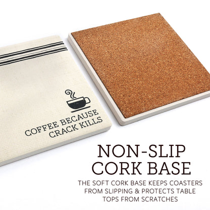 LotFancy 6Pcs Coasters for Drinks Absorbent, 4" x 4" Square Coasters Set, with Non-Slip Cork Base