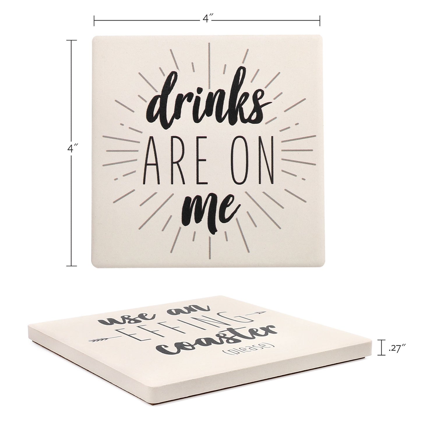 LotFancy 6Pcs Coasters for Drinks Absorbent, 4" x 4" Square Coasters Set, with Non-Slip Cork Base