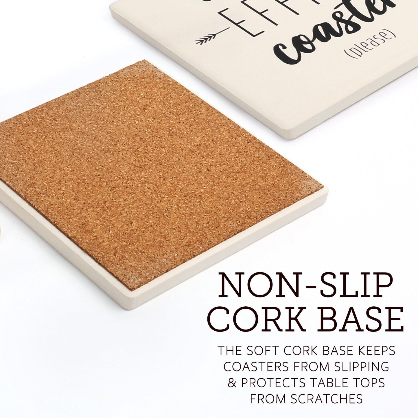 LotFancy 6Pcs Coasters for Drinks Absorbent, 4" x 4" Square Coasters Set, with Non-Slip Cork Base