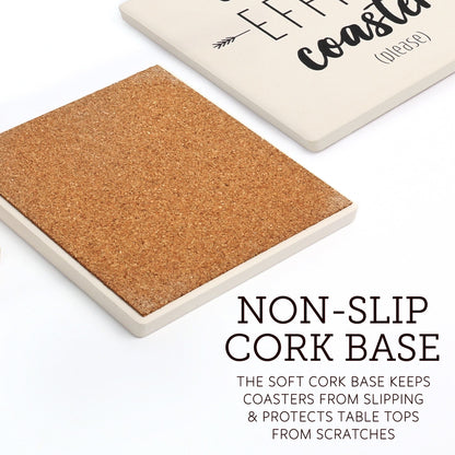 LotFancy 6Pcs Coasters for Drinks Absorbent, 4" x 4" Square Coasters Set, with Non-Slip Cork Base