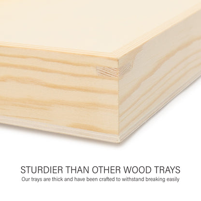 LotFancy 5 Pcs Wooden Nested Serving Trays with Handles, 13 - 16 in, Unfinished Natural Wood Trays