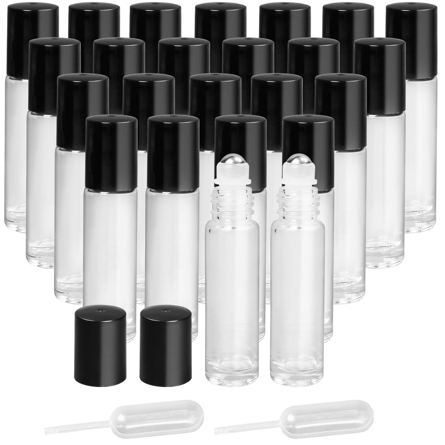 LotFancy Essential Oil Roller Bottles, 24pc 10ml Amber Glass Bottle with Roller Balls and Caps