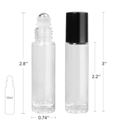 LotFancy Essential Oil Roller Bottles, 24pc 10ml Amber Glass Bottle with Roller Balls and Caps