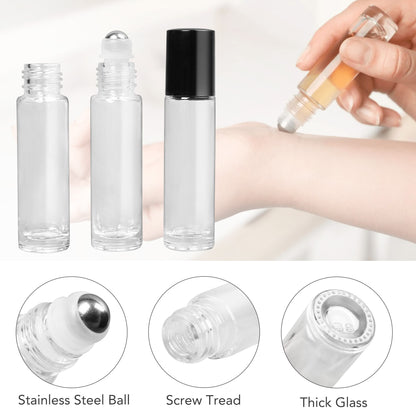 LotFancy Essential Oil Roller Bottles, 24pc 10ml Amber Glass Bottle with Roller Balls and Caps