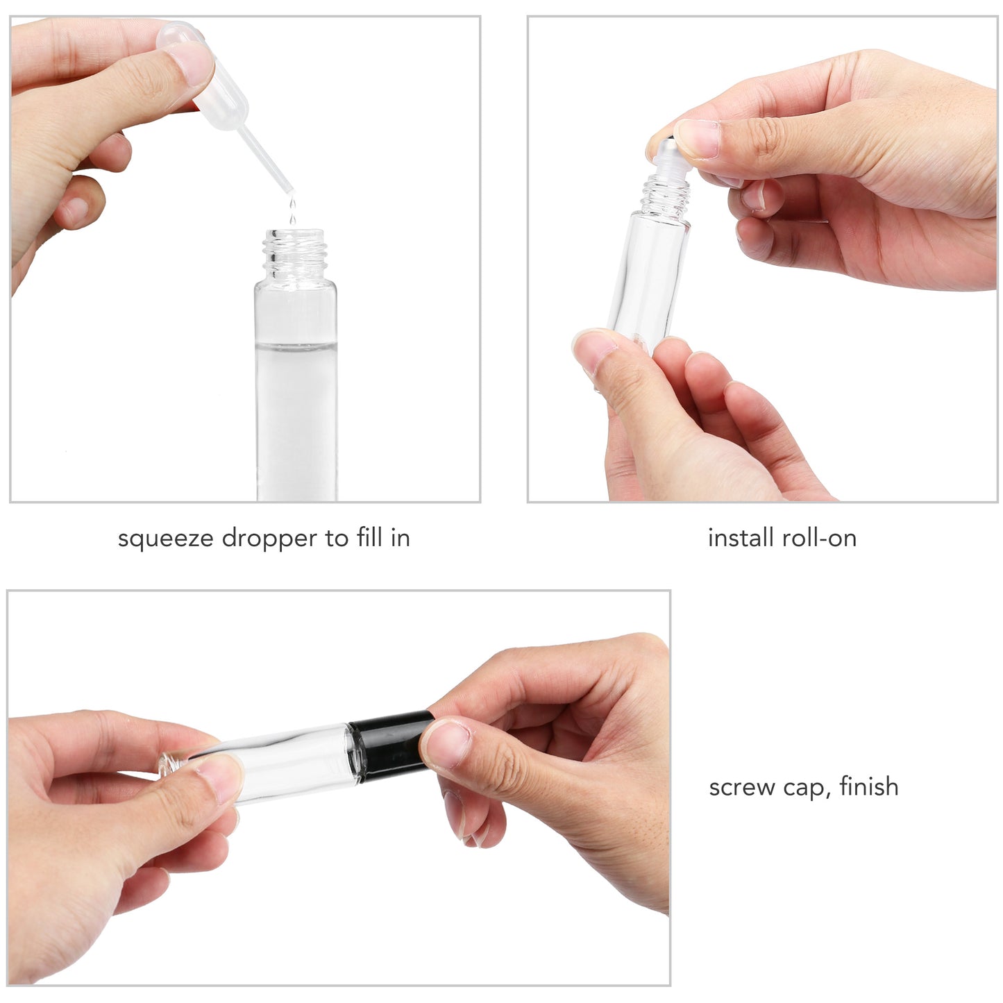LotFancy Essential Oil Roller Bottles, 24pc 10ml Amber Glass Bottle with Roller Balls and Caps