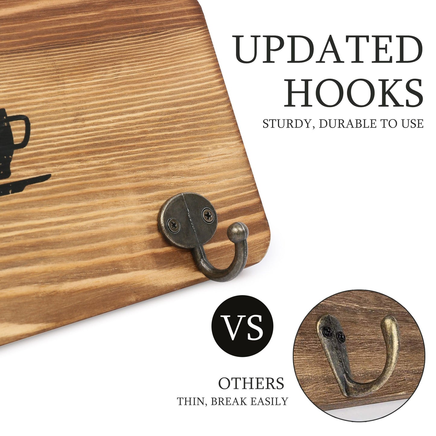 LotFancy Coffee Cup Holder, 3 Pcs Wall Mounted Mug Rack with 12 Hooks, Farmhouse Wood Cup Organizer