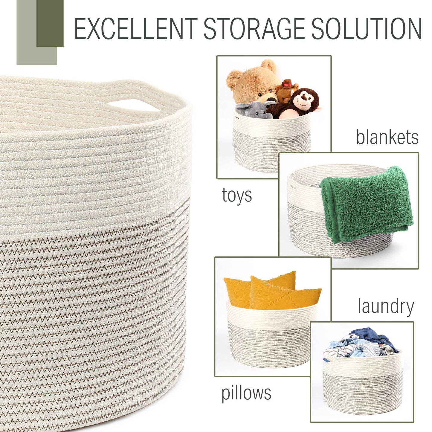 LotFancy Coiled Rope Storage Basket with Handles