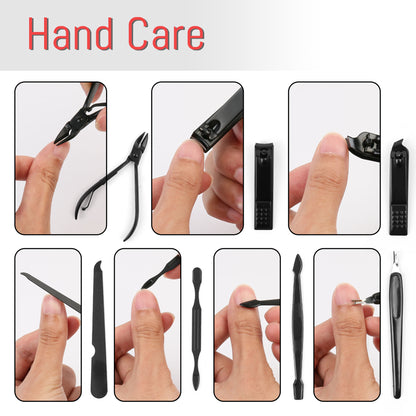 LotFancy Manicure Set, Pedicure Kit, Nail Clippers, Professional Grooming Kit 18 In 1 with Case, Black