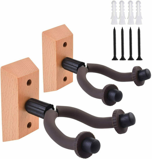 LotFancy 2 Pcs Guitar Wall Mount Hanger Holder for Acoustic, Electric Guitars, Folk Ukulele