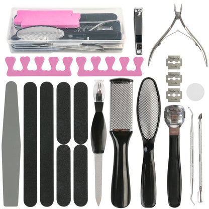 LotFancy Pedicure Kit with Storage Box, 20 in 1 Professional Stainless Steel Foot Care Kit
