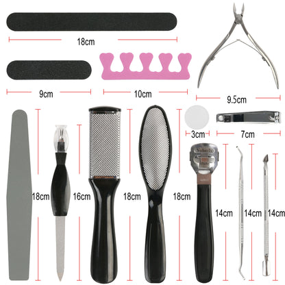 LotFancy Pedicure Kit with Storage Box, 20 in 1 Professional Stainless Steel Foot Care Kit