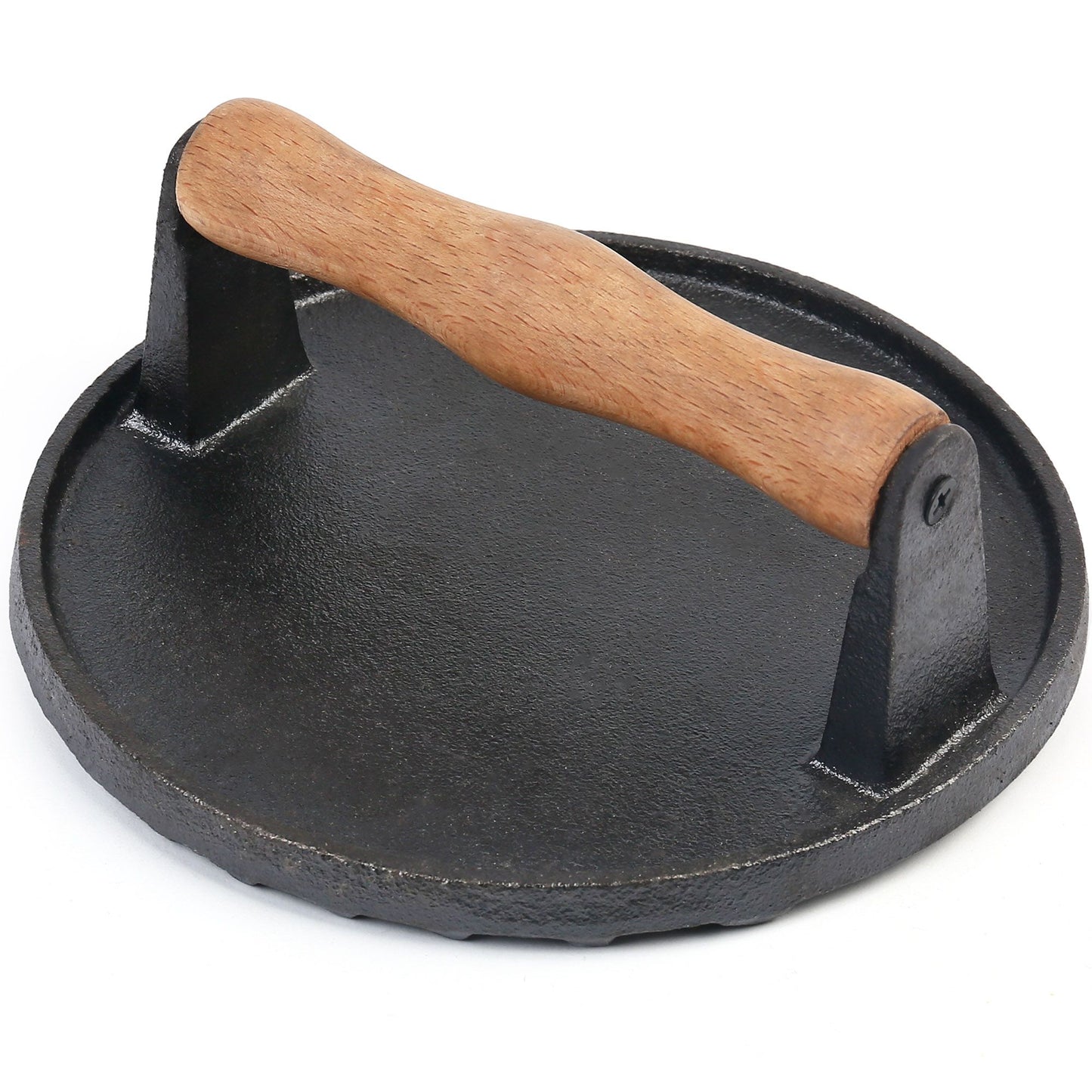 LotFancy Burger Press, 7" Heavy-Duty Cast Iron Burger Smasher for Griddle, Bbq, Cookouts, Round