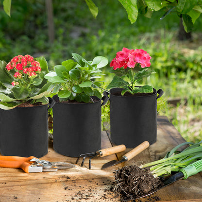 LotFancy Grow Bags, Thickened Nonwoven Fabric Pots with Reinforced Handles, Heavy Duty Aeration Planter Bags for Vegetables Flowers Fruits, Black