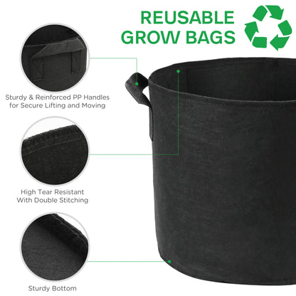LotFancy 5 Gallon Grow Bags, Heavy Duty Thickened Aeration Felt Fabric Pots with Handles, 5 Pack