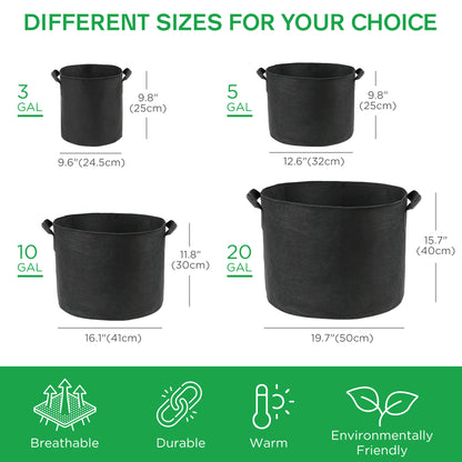 LotFancy 10 Gallon Grow Bags, Thickened Aeration Nonwoven Plant Fabric Pots with Handles, 5Pack
