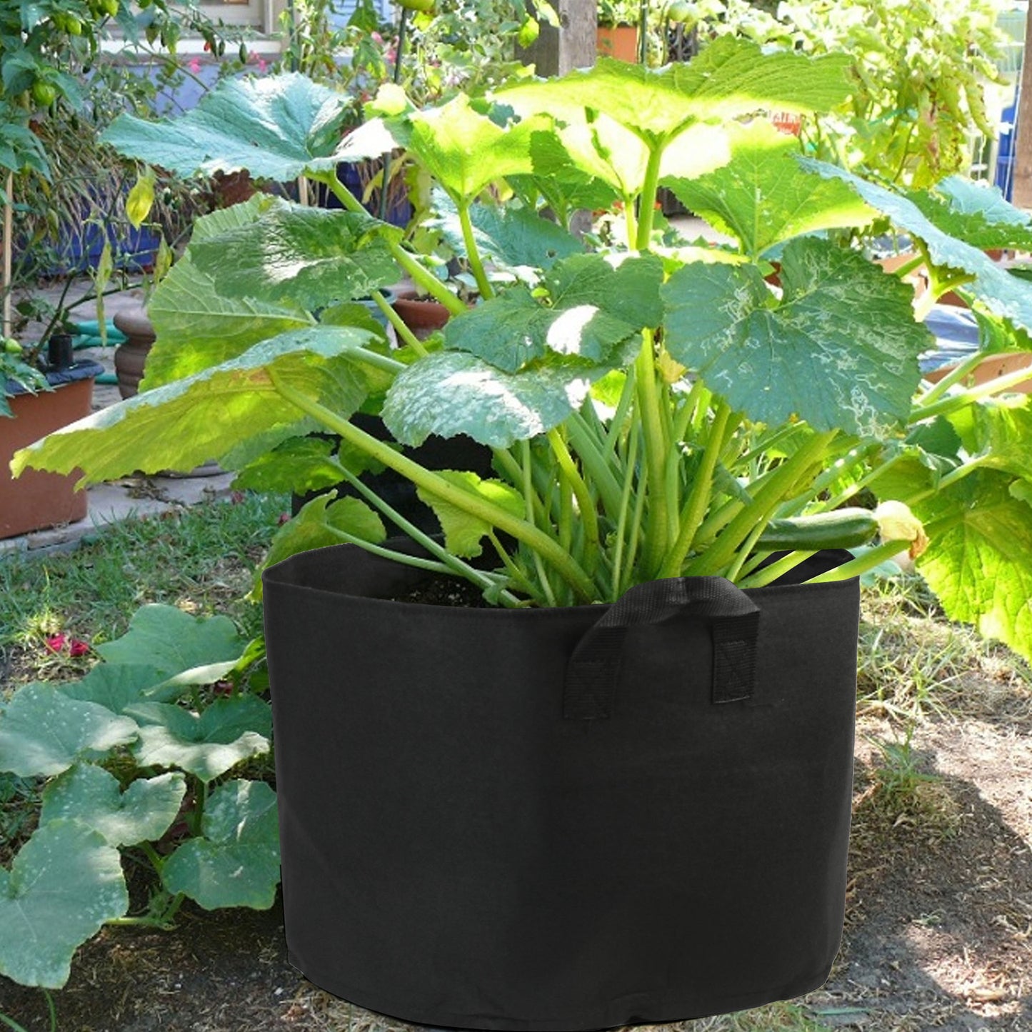LotFancy Grow Bags, Thickened Nonwoven Fabric Pots with Reinforced Handles, Heavy Duty Aeration Planter Bags for Vegetables Flowers Fruits, Black