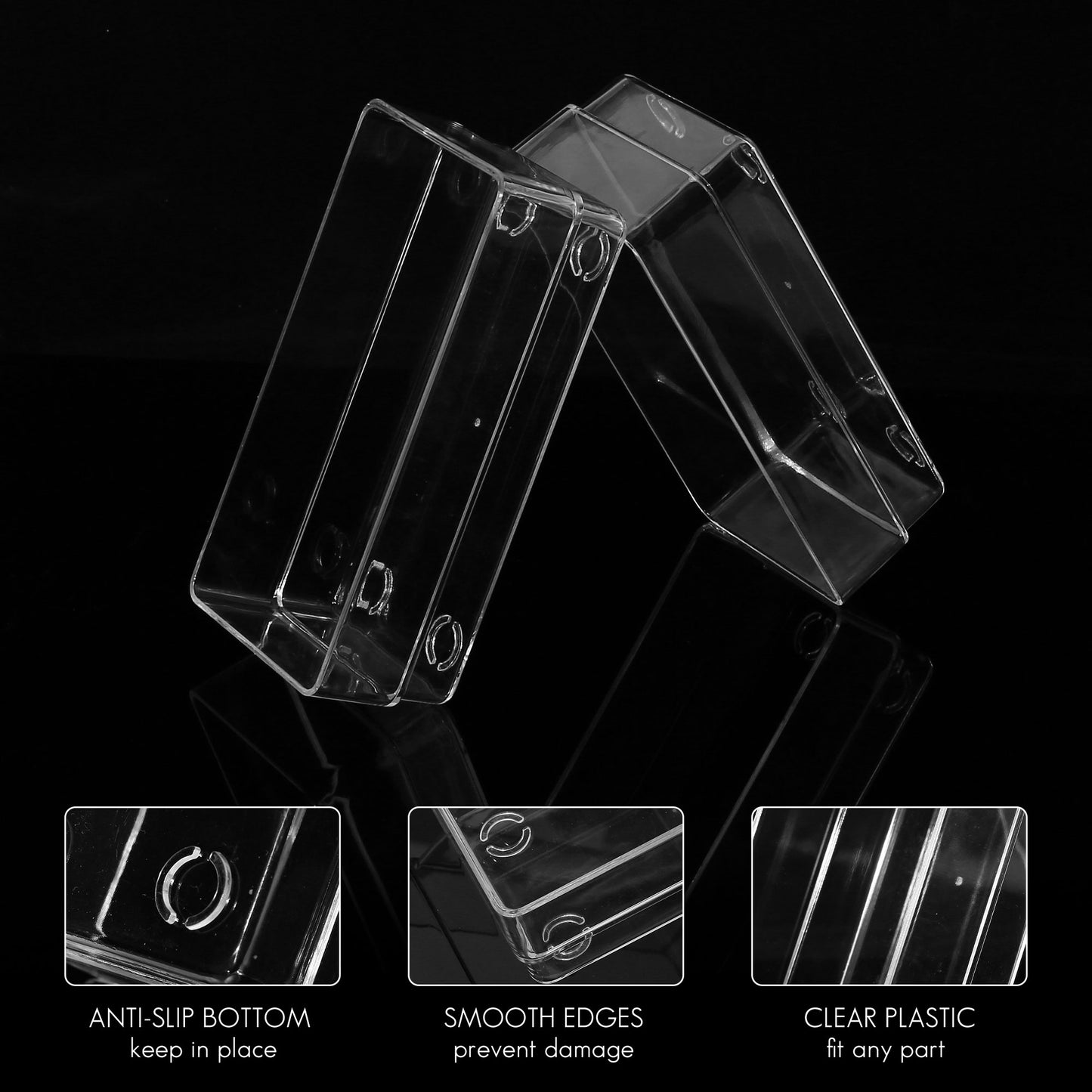 LotFancy Clear Drawer Organizers, 6 x 3 x 2 in, Plastic Storage Bins for Desk, Bathroom, Utensils